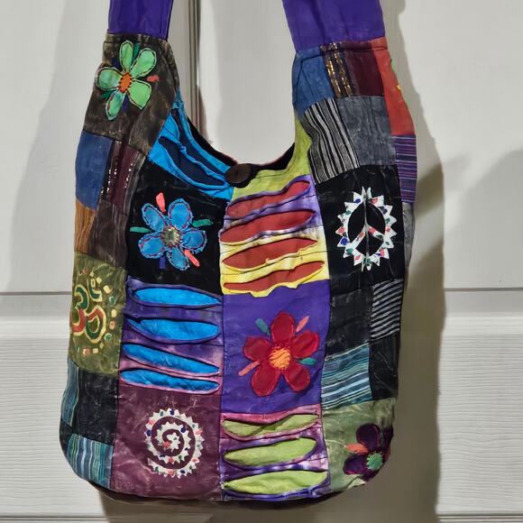 Rising International Hobo Bag in Patchwork Fabric - Boho Style Shoulder Tote - Picture 2 of 10